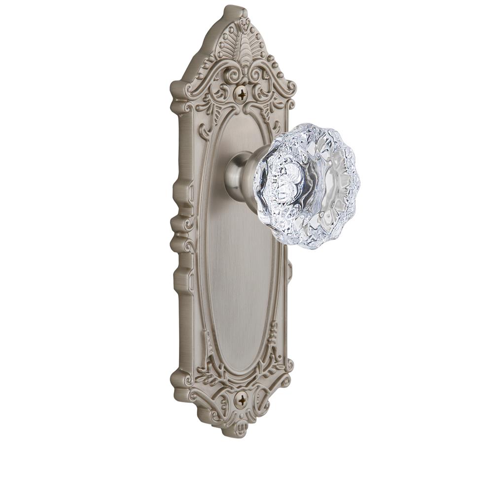 Grandeur by Nostalgic Warehouse GVCFON Double Dummy Knob - Grande Victorian Plate with Fontainebleau Crystal Knob in Satin Nickel